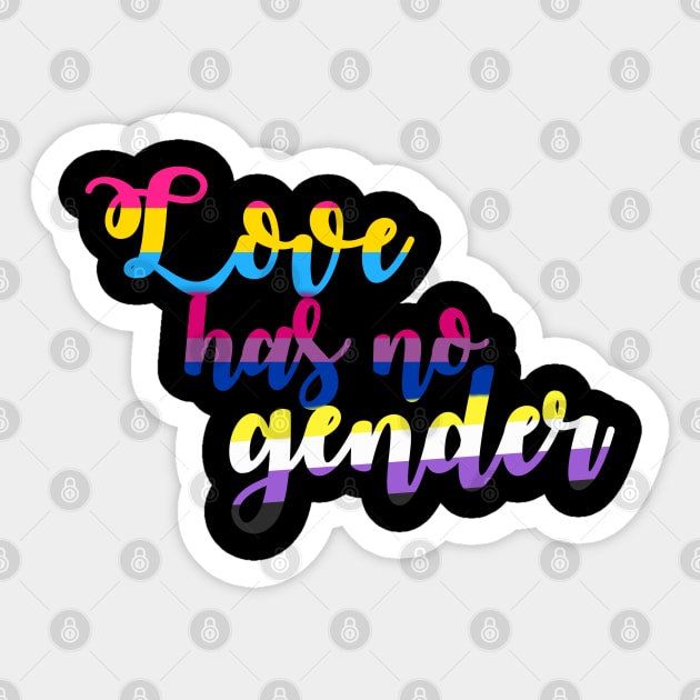 Love Has No Gender Pride Flag Pan Bi Non-binary Sticker by Love Freely Clothing Company